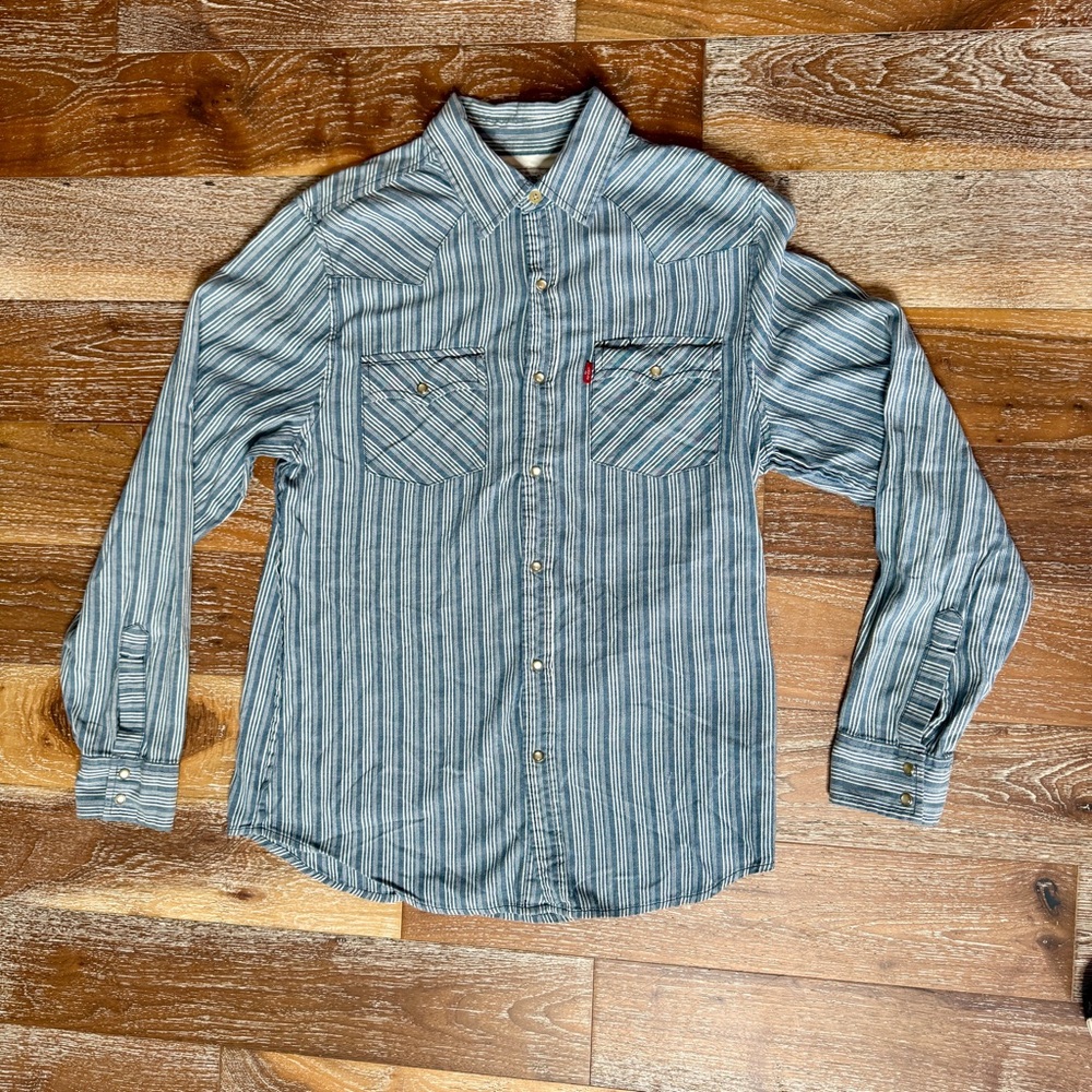 Levi's Red Tab Vintage Men’s Two Pocket Denim Pinstripe Shirt / Men’s Medium
